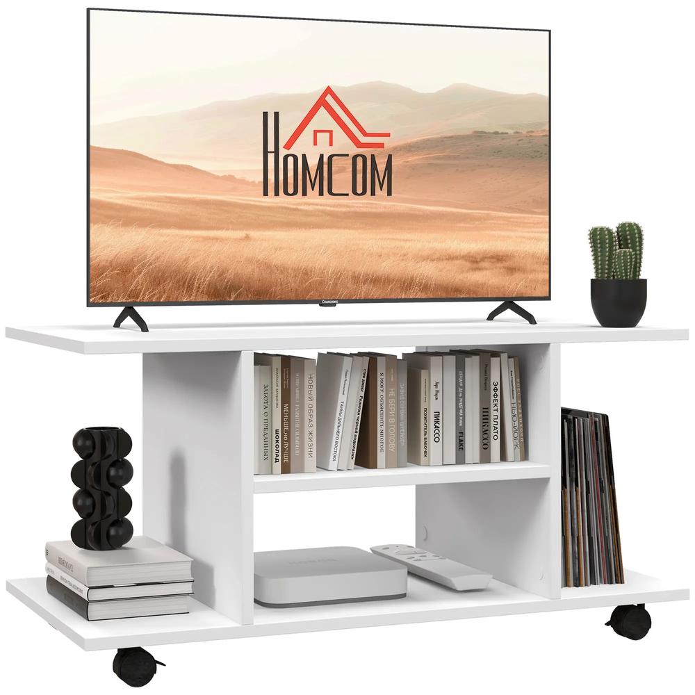 HOMCOM Modern TV Cabinet Stand Storage Shelves Table Mobile Bedroom Furniture Bookshelf Bookcase Black Additional View 34