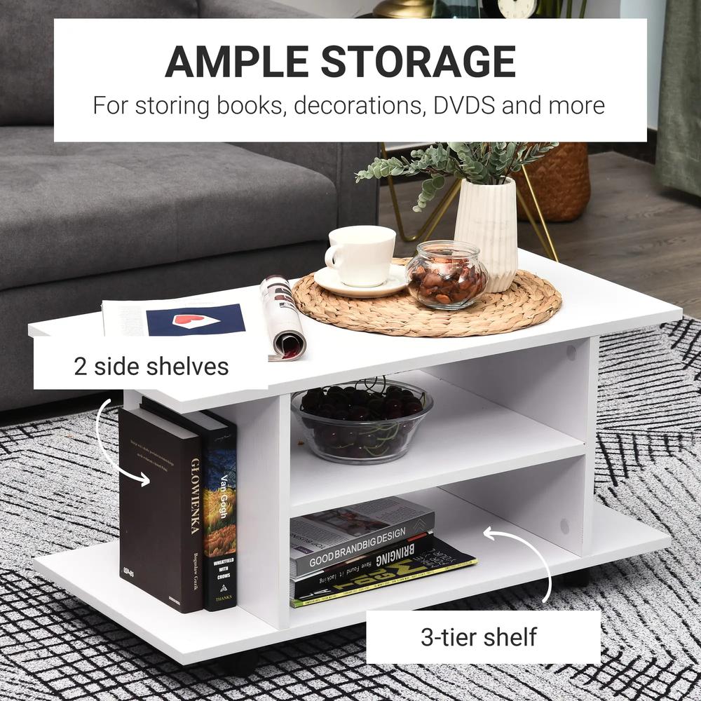 HOMCOM Modern TV Cabinet Stand Storage Shelves Table Mobile Bedroom Furniture Bookshelf Bookcase Black Additional View 37