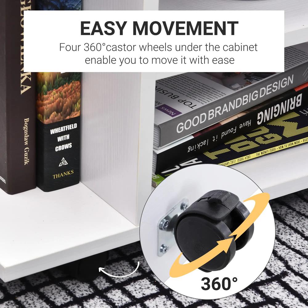 HOMCOM Modern TV Cabinet Stand Storage Shelves Table Mobile Bedroom Furniture Bookshelf Bookcase Black Additional View 39