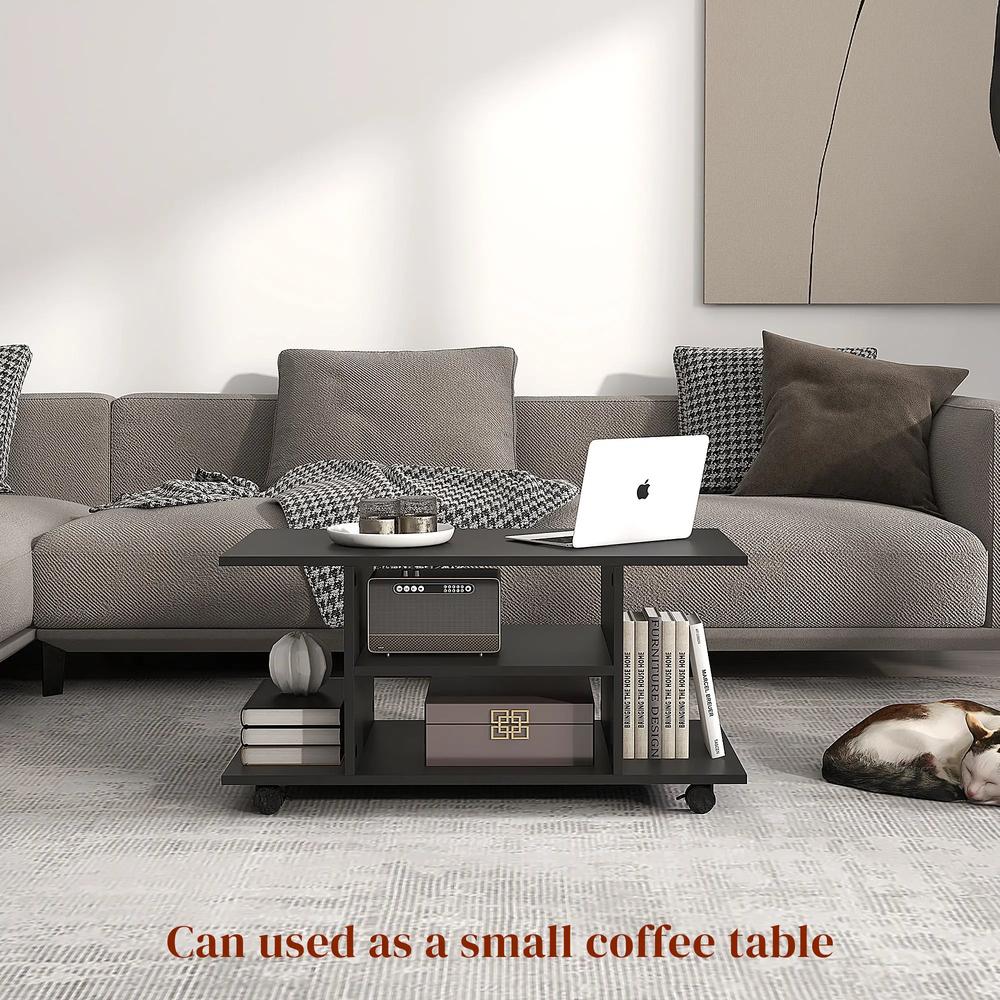 HOMCOM Modern TV Cabinet Stand Storage Shelves Table Mobile Bedroom Furniture Bookshelf Bookcase Black Additional View 6