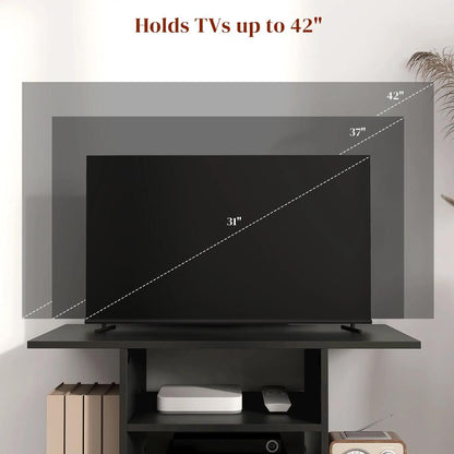 HOMCOM Modern TV Cabinet Stand Storage Shelves Table Mobile Bedroom Furniture Bookshelf Bookcase Black Additional View 7