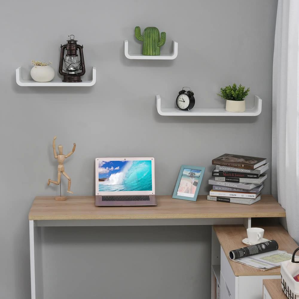 HOMCOM Floating Shelves, Set of 3 Wall Shelf, Shelves for Wall Invisible Mounting, Bedroom Living Room, White Additional View 7