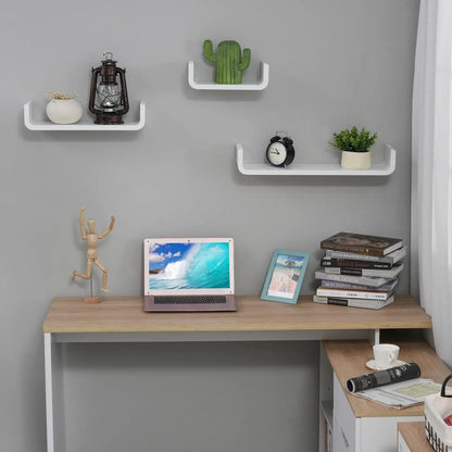 HOMCOM Floating Shelves, Set of 3 Wall Shelf, Shelves for Wall Invisible Mounting, Bedroom Living Room, White Additional View 7