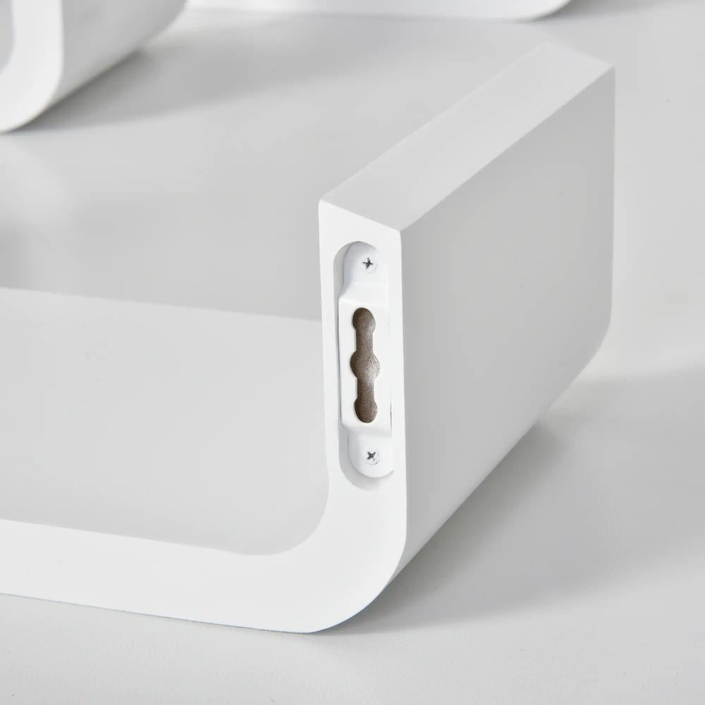 HOMCOM Floating Shelves, Set of 3 Wall Shelf, Shelves for Wall Invisible Mounting, Bedroom Living Room, White Additional View 8
