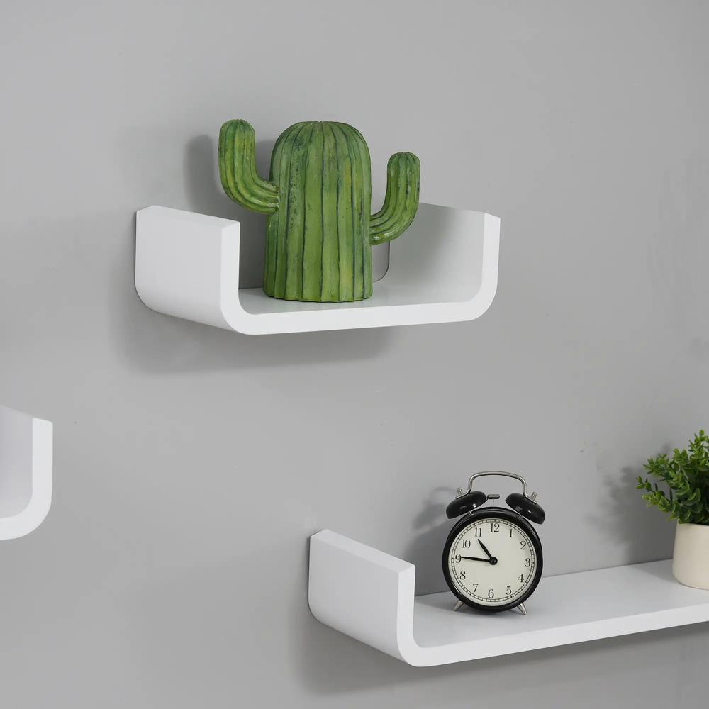 HOMCOM Floating Shelves, Set of 3 Wall Shelf, Shelves for Wall Invisible Mounting, Bedroom Living Room, White Additional View 9