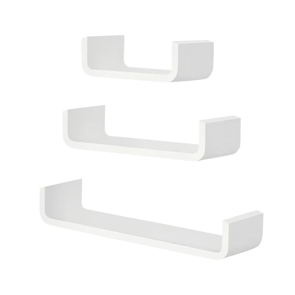 HOMCOM Floating Shelves, Set of 3 Wall Shelf, Shelves for Wall Invisible Mounting, Bedroom Living Room, White