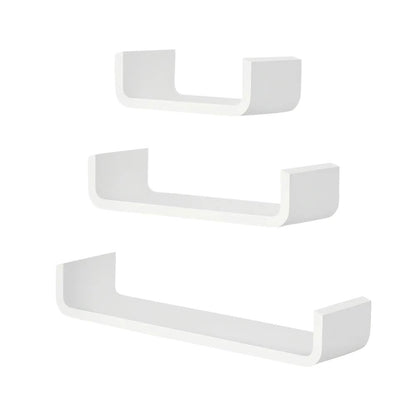 HOMCOM Floating Shelves, Set of 3 Wall Shelf, Shelves for Wall Invisible Mounting, Bedroom Living Room, White