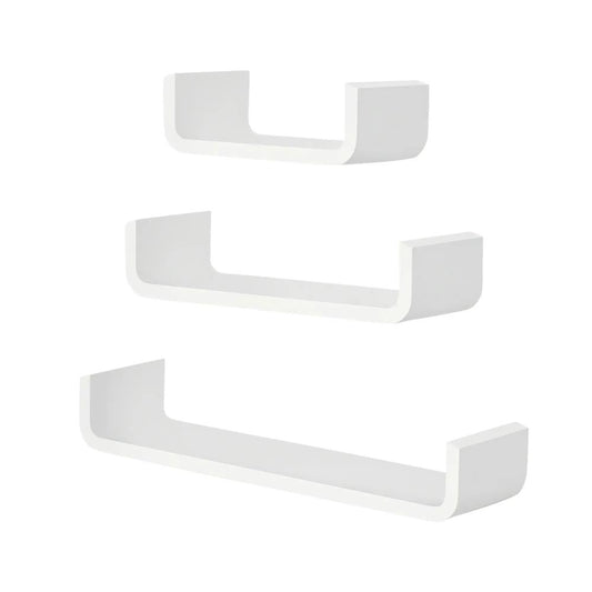 HOMCOM Floating Shelves, Set of 3 Wall Shelf, Shelves for Wall Invisible Mounting, Bedroom Living Room, White