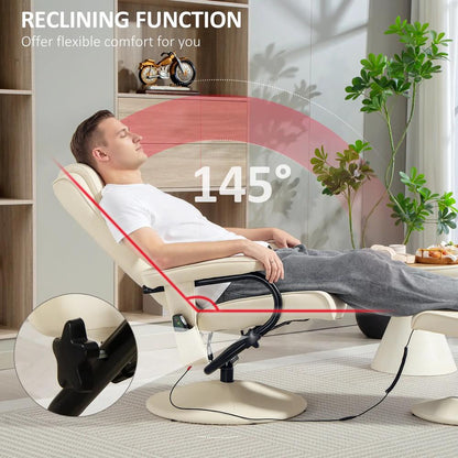 HOMCOM Swivel Recliner Chair and Footstool, Faux Leather Massage Recliner Armchair with Remote Control and Round Wrapped Base Additional View 15