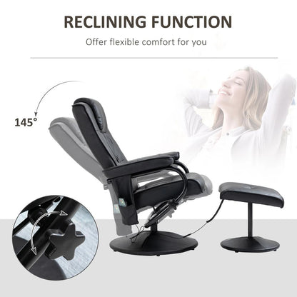 HOMCOM Swivel Recliner Chair and Footstool, Faux Leather Massage Recliner Armchair with Remote Control and Round Wrapped Base Additional View 26