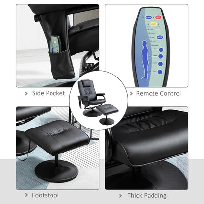 HOMCOM Swivel Recliner Chair and Footstool, Faux Leather Massage Recliner Armchair with Remote Control and Round Wrapped Base Additional View 27