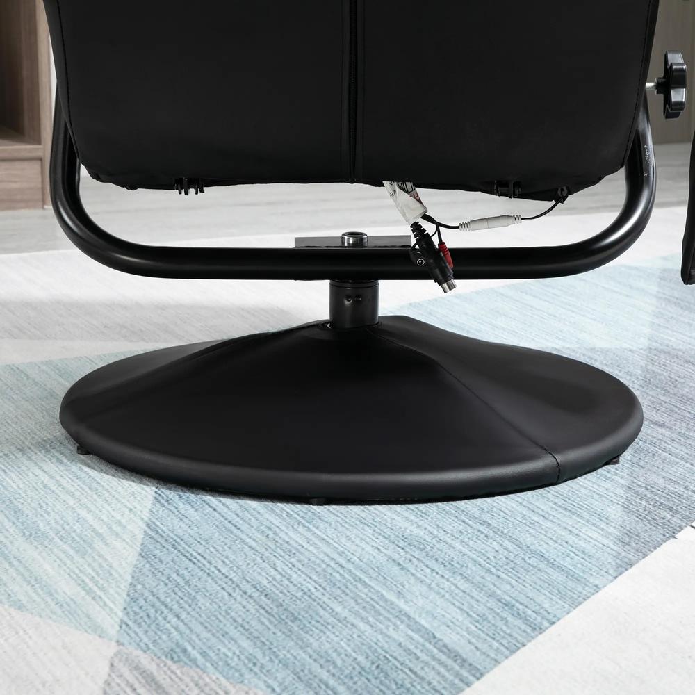 HOMCOM Swivel Recliner Chair and Footstool, Faux Leather Massage Recliner Armchair with Remote Control and Round Wrapped Base Additional View 28