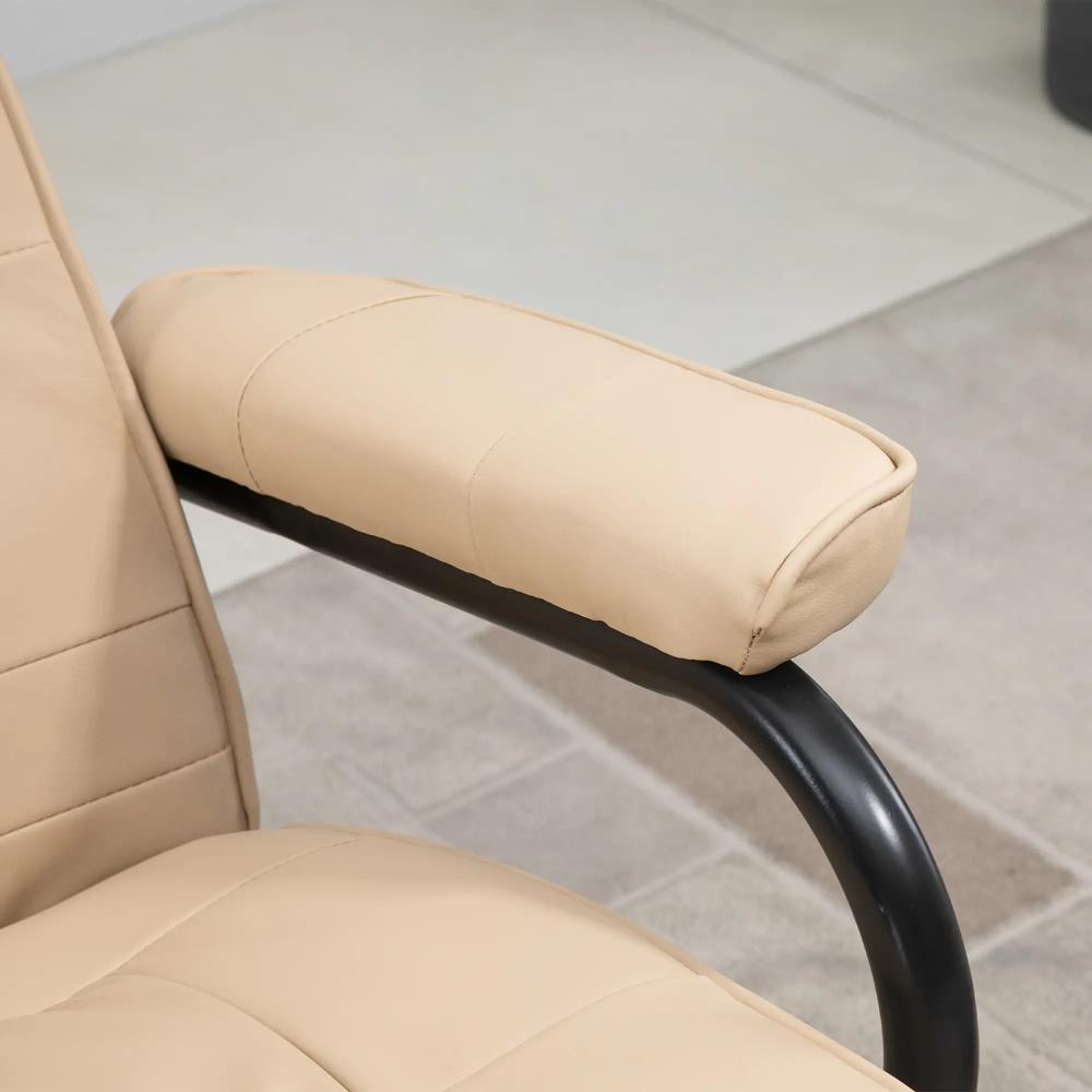 HOMCOM Swivel Recliner Chair and Footstool, Faux Leather Massage Recliner Armchair with Remote Control and Round Wrapped Base Additional View 7