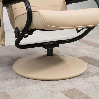 HOMCOM Swivel Recliner Chair and Footstool, Faux Leather Massage Recliner Armchair with Remote Control and Round Wrapped Base Additional View 8