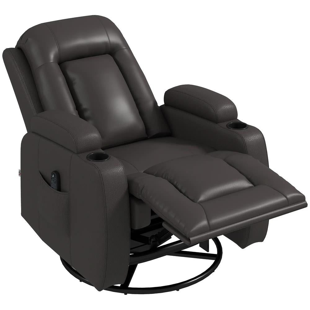 HOMCOM PU Leather Recliner Chair, Recliner Armchair with Extended Footrest, Cup Holders and Side Pockets Additional View 15