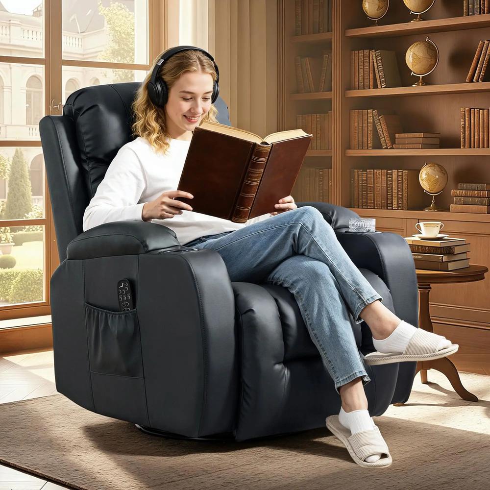 HOMCOM PU Leather Recliner Chair, Recliner Armchair with Extended Footrest, Cup Holders and Side Pockets Additional View 17