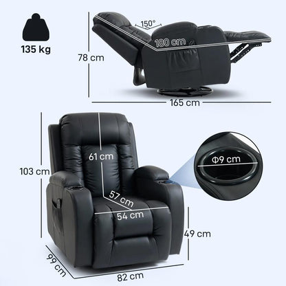HOMCOM PU Leather Recliner Chair, Recliner Armchair with Extended Footrest, Cup Holders and Side Pockets Additional View 18