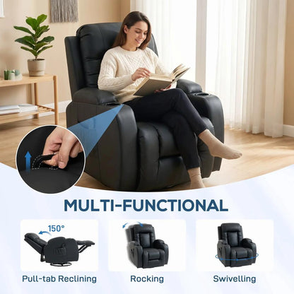 HOMCOM PU Leather Recliner Chair, Recliner Armchair with Extended Footrest, Cup Holders and Side Pockets Additional View 20