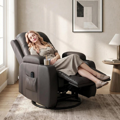 HOMCOM PU Leather Recliner Chair, Recliner Armchair with Extended Footrest, Cup Holders and Side Pockets Additional View 2