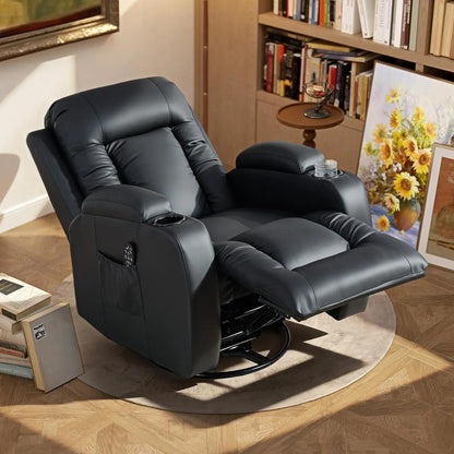 HOMCOM PU Leather Recliner Chair, Recliner Armchair with Extended Footrest, Cup Holders and Side Pockets Additional View 24