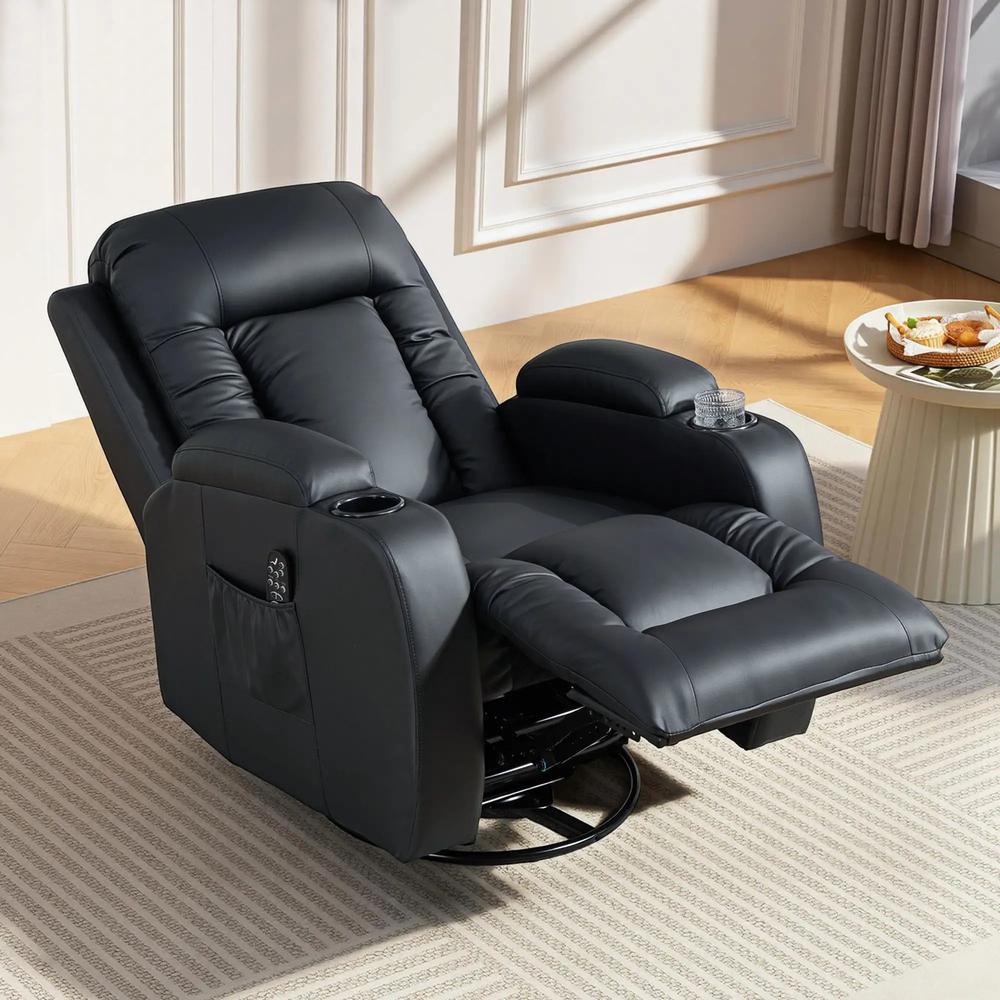 HOMCOM PU Leather Recliner Chair, Recliner Armchair with Extended Footrest, Cup Holders and Side Pockets Additional View 29