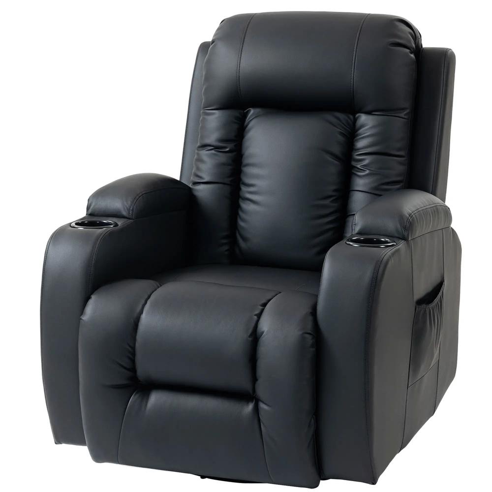 HOMCOM PU Leather Recliner Chair, Recliner Armchair with Extended Footrest, Cup Holders and Side Pockets Additional View 30