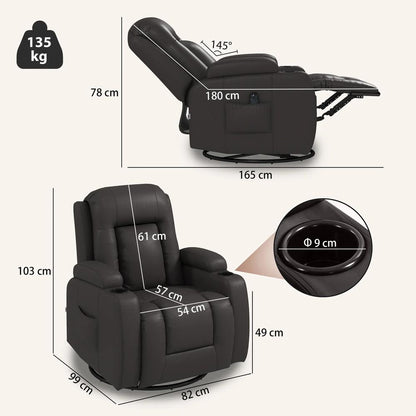 HOMCOM PU Leather Recliner Chair, Recliner Armchair with Extended Footrest, Cup Holders and Side Pockets Additional View 3
