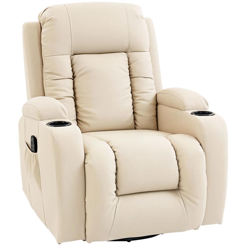 HOMCOM PU Leather Recliner Chair, Recliner Armchair with Extended Footrest, Cup Holders and Side Pockets Additional View 31