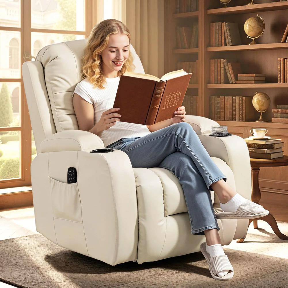 HOMCOM PU Leather Recliner Chair, Recliner Armchair with Extended Footrest, Cup Holders and Side Pockets Additional View 32