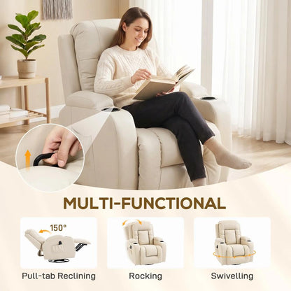 HOMCOM PU Leather Recliner Chair, Recliner Armchair with Extended Footrest, Cup Holders and Side Pockets Additional View 35