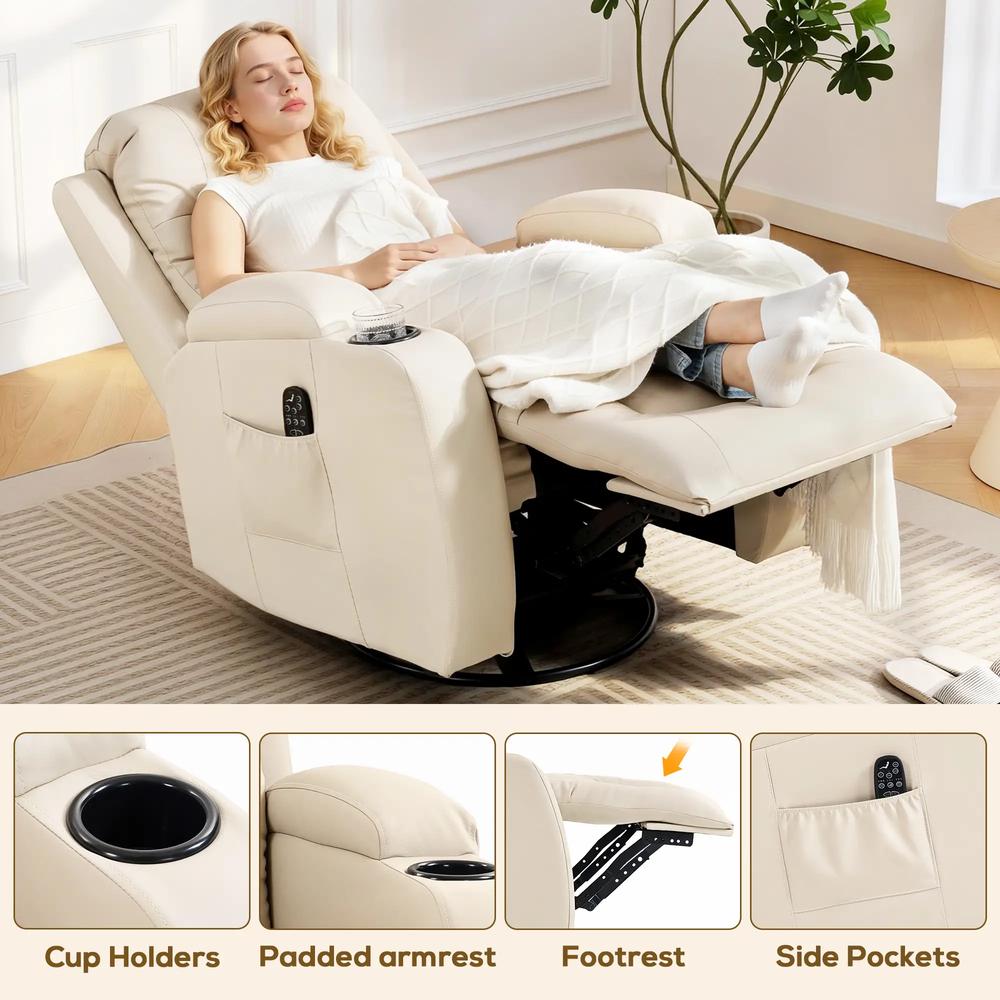 HOMCOM PU Leather Recliner Chair, Recliner Armchair with Extended Footrest, Cup Holders and Side Pockets Additional View 37