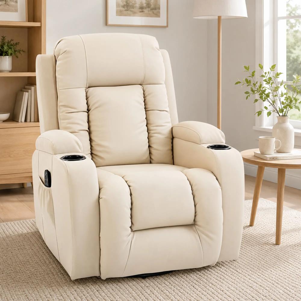 HOMCOM PU Leather Recliner Chair, Recliner Armchair with Extended Footrest, Cup Holders and Side Pockets Additional View 38