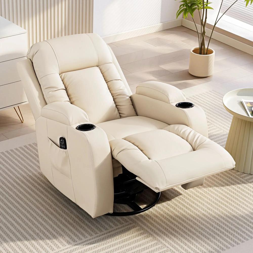 HOMCOM PU Leather Recliner Chair, Recliner Armchair with Extended Footrest, Cup Holders and Side Pockets Additional View 44
