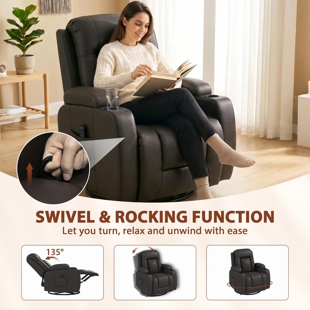HOMCOM PU Leather Recliner Chair, Recliner Armchair with Extended Footrest, Cup Holders and Side Pockets Additional View 6