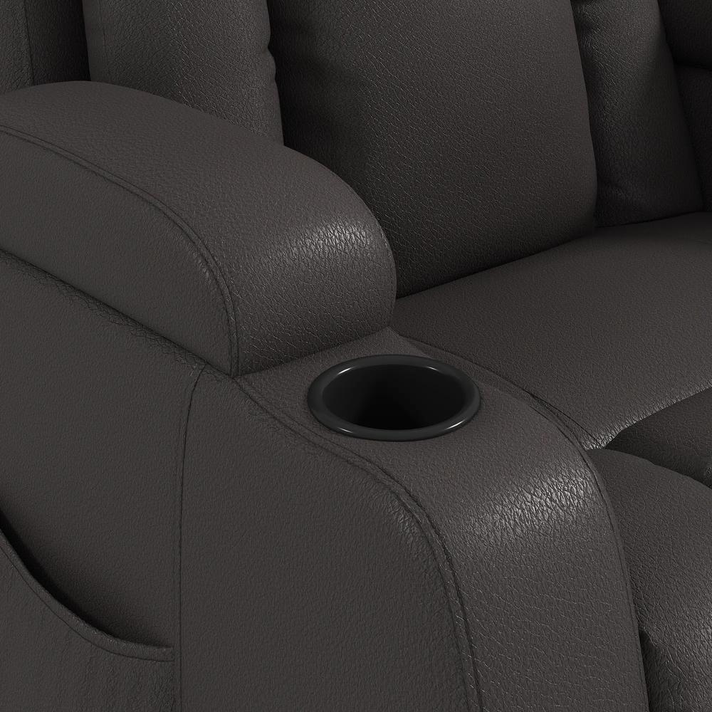 HOMCOM PU Leather Recliner Chair, Recliner Armchair with Extended Footrest, Cup Holders and Side Pockets Additional View 10