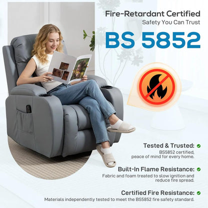 HOMCOM Massage Recliner Armchair, PU Leather Recliner Chair, Grey Additional View 9
