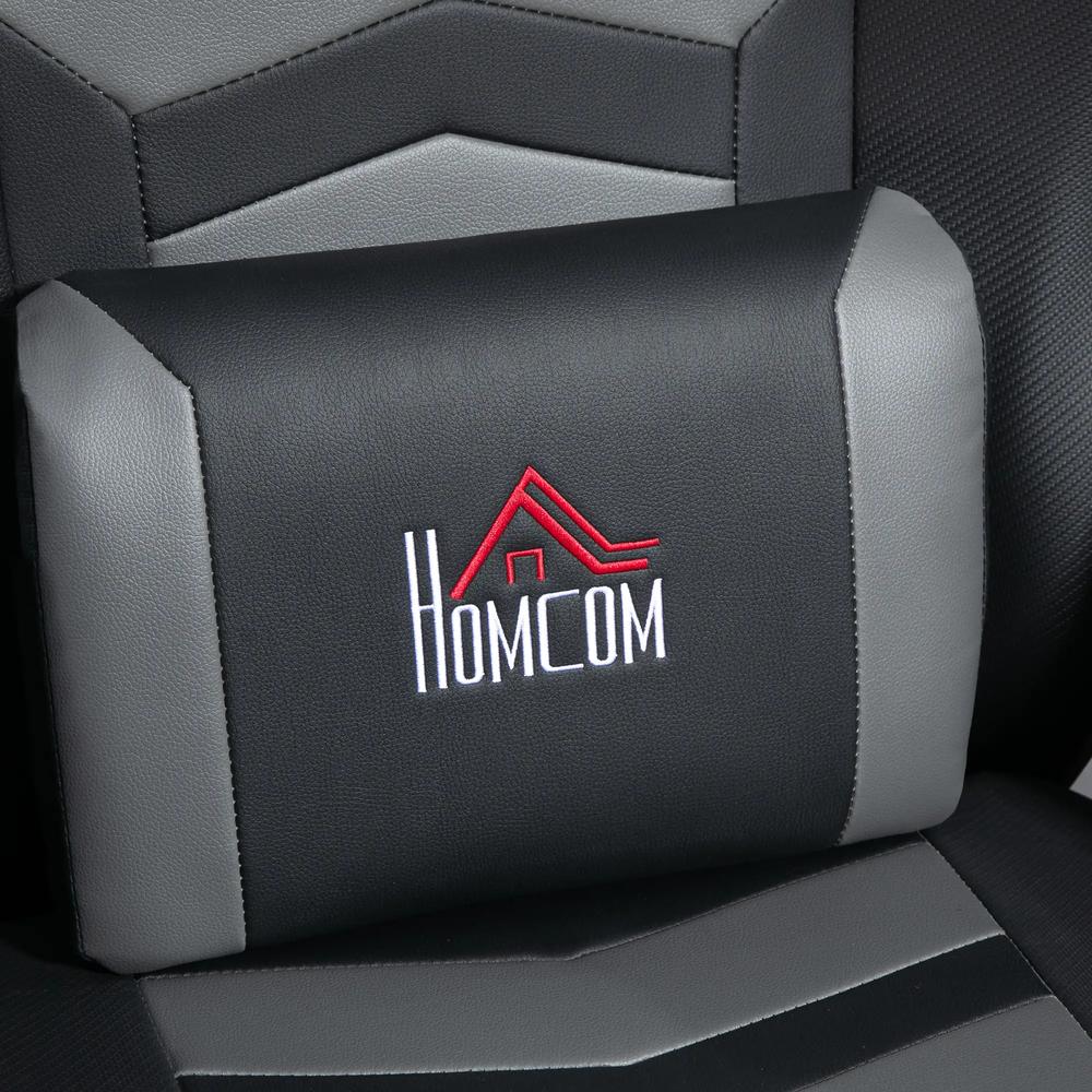 HOMCOM Small Leather Massage Recliner Chair with Ergonomic High Back Retractable Footrest Headrest Work Break Grey Additional View 8