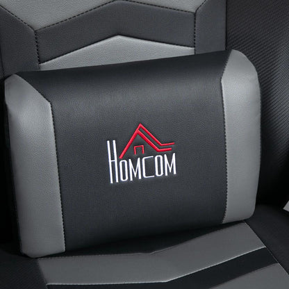 HOMCOM Small Leather Massage Recliner Chair with Ergonomic High Back Retractable Footrest Headrest Work Break Grey Additional View 8