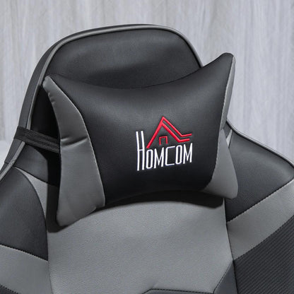 HOMCOM Small Leather Massage Recliner Chair with Ergonomic High Back Retractable Footrest Headrest Work Break Grey Additional View 10