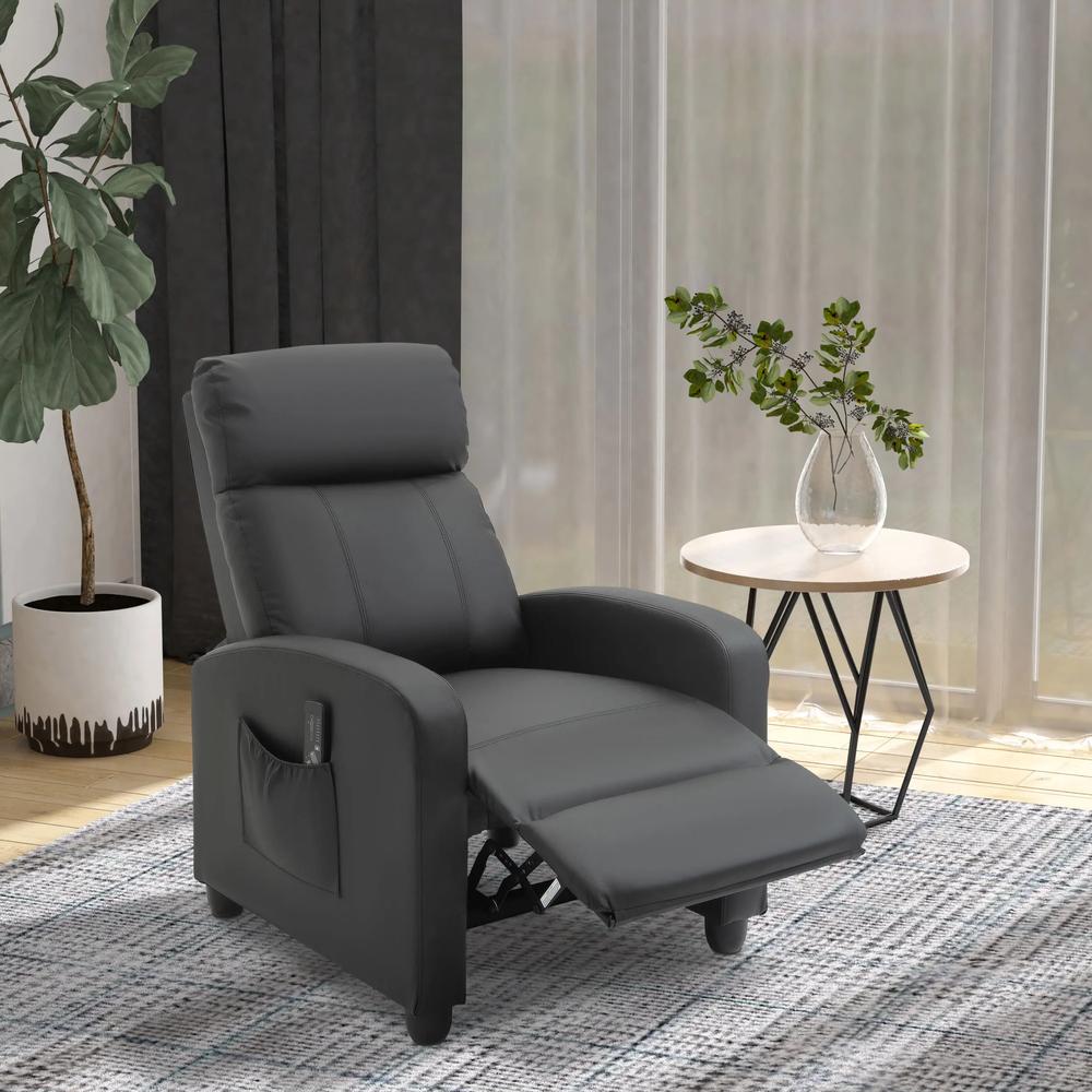 HOMCOM Massage Recliner Armchair with 150&deg; Recline, Faux Leather, Side Pocket, Black Additional View 12