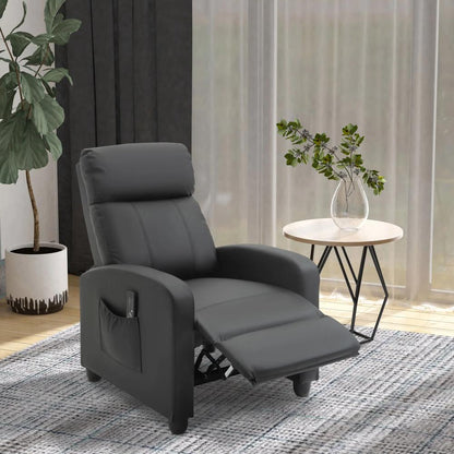 HOMCOM Massage Recliner Armchair with 150&deg; Recline, Faux Leather, Side Pocket, Black Additional View 12