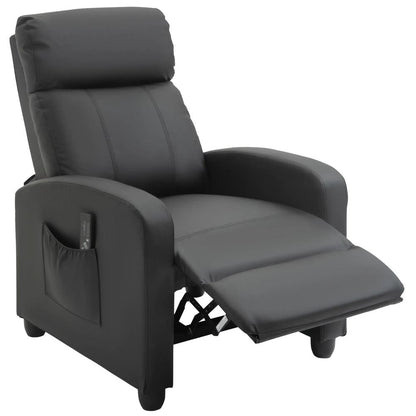 HOMCOM Massage Recliner Armchair with 150&deg; Recline, Faux Leather, Side Pocket, Black Additional View 14
