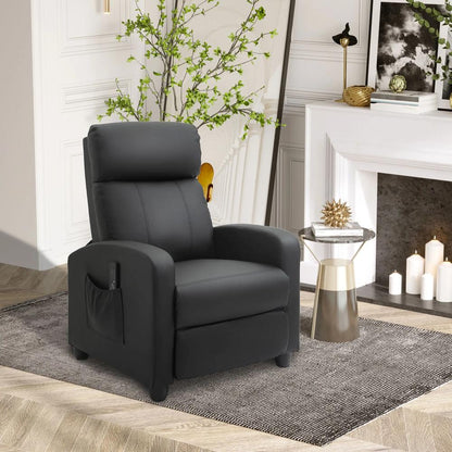 HOMCOM Massage Recliner Armchair with 150&deg; Recline, Faux Leather, Side Pocket, Black Additional View 2