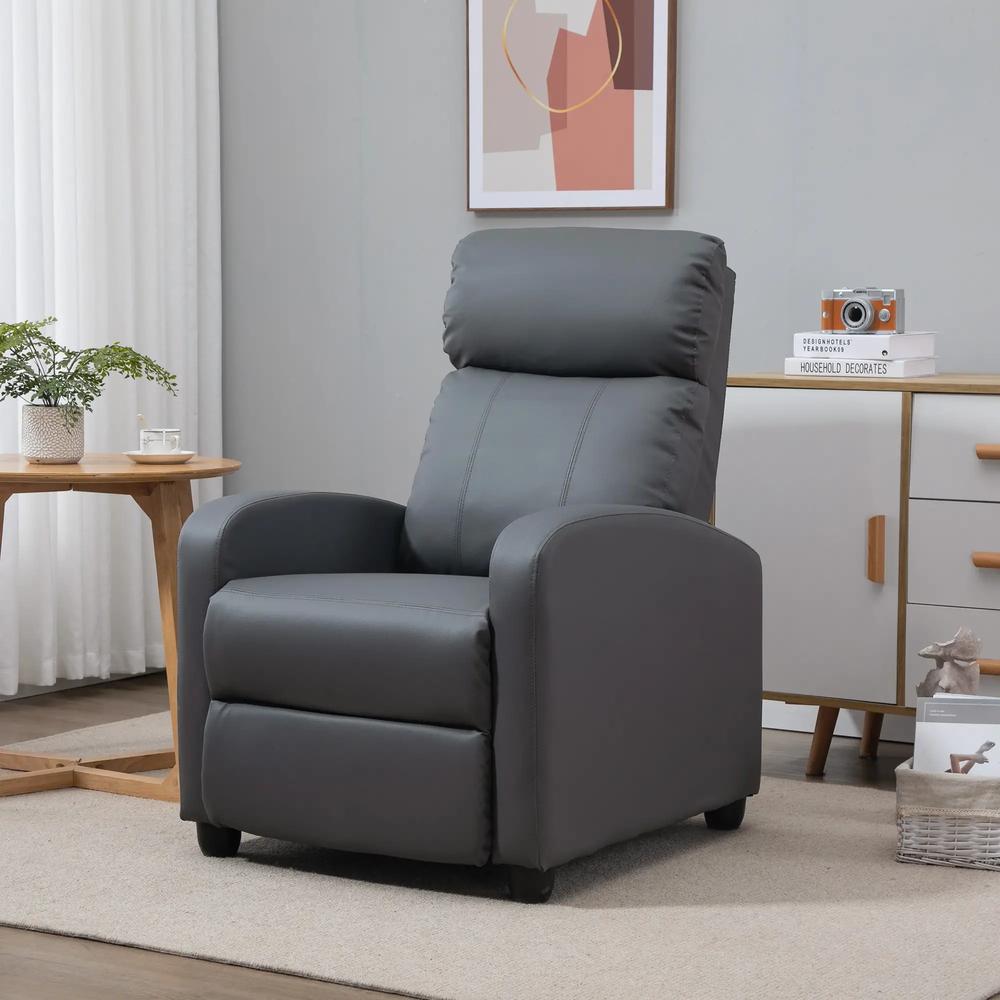 HOMCOM Recliner Armchair, Massage Faux Leather Push Back Reclining Chair with Adjustable Leg Rest, Side Pocket, for Home Living Room Theatre Additional View 12