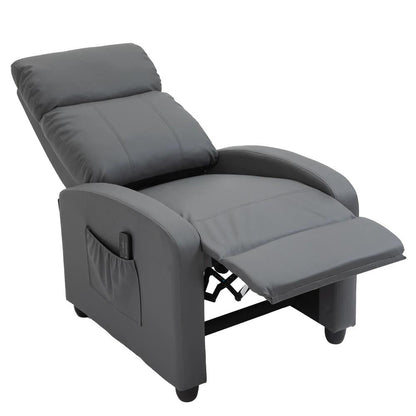 HOMCOM Recliner Armchair, Massage Faux Leather Push Back Reclining Chair with Adjustable Leg Rest, Side Pocket, for Home Living Room Theatre Additional View 20
