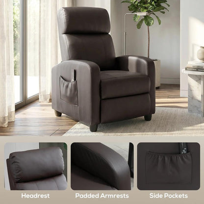 HOMCOM Recliner Armchair, Massage Faux Leather Push Back Reclining Chair with Adjustable Leg Rest, Side Pocket, for Home Living Room Theatre Additional View 7