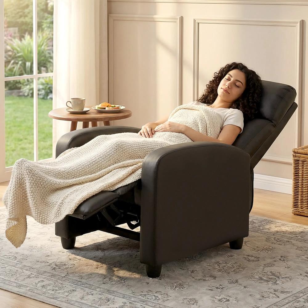 HOMCOM Recliner Armchair, Massage Faux Leather Push Back Reclining Chair with Adjustable Leg Rest, Side Pocket, for Home Living Room Theatre Additional View 8