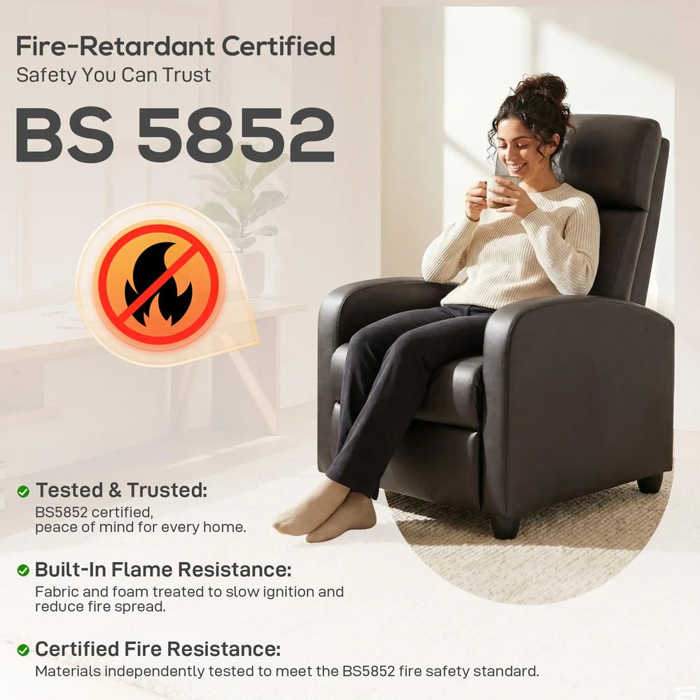 HOMCOM Recliner Armchair, Massage Faux Leather Push Back Reclining Chair with Adjustable Leg Rest, Side Pocket, for Home Living Room Theatre Additional View 9