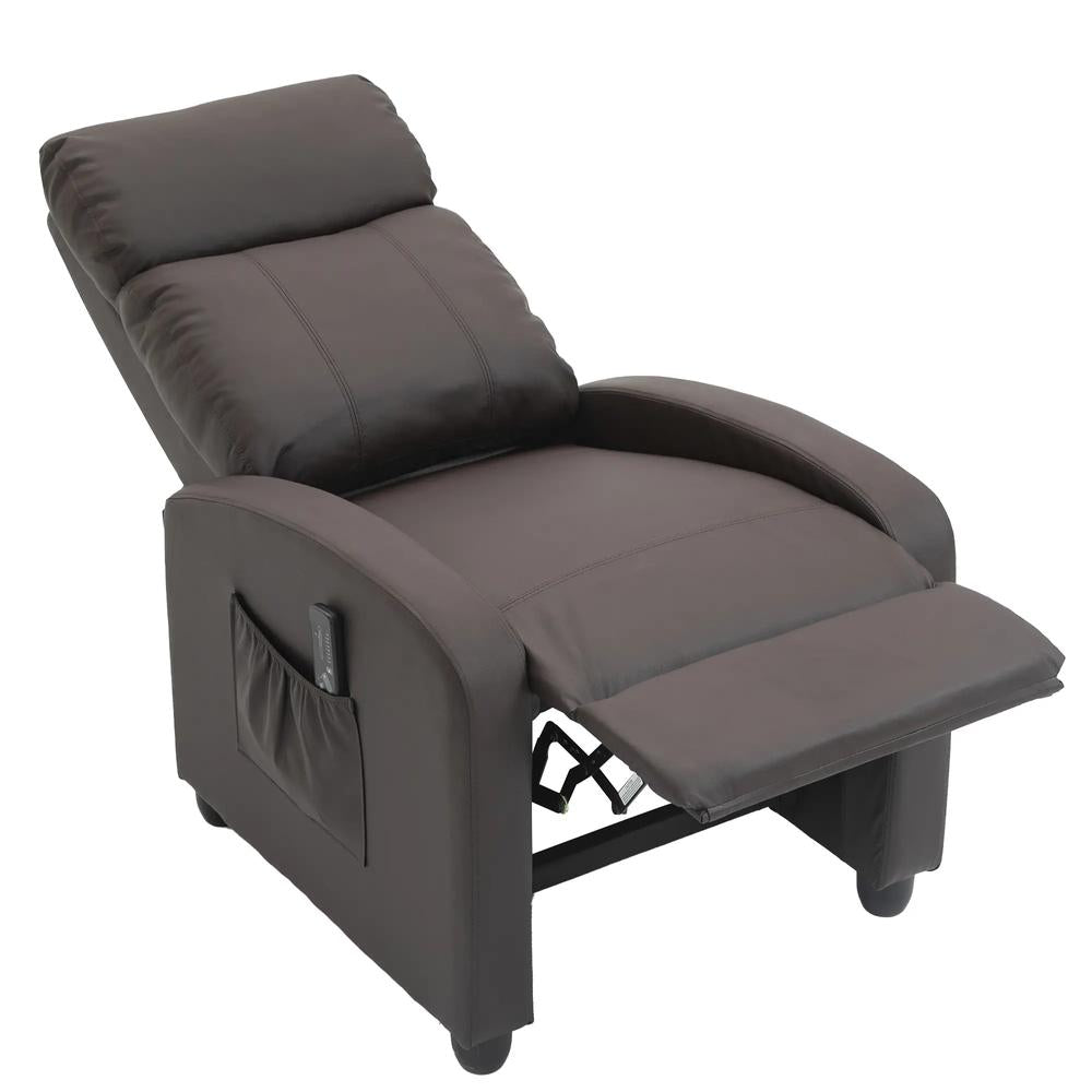 HOMCOM Recliner Armchair, Massage Faux Leather Push Back Reclining Chair with Adjustable Leg Rest, Side Pocket, for Home Living Room Theatre Additional View 10