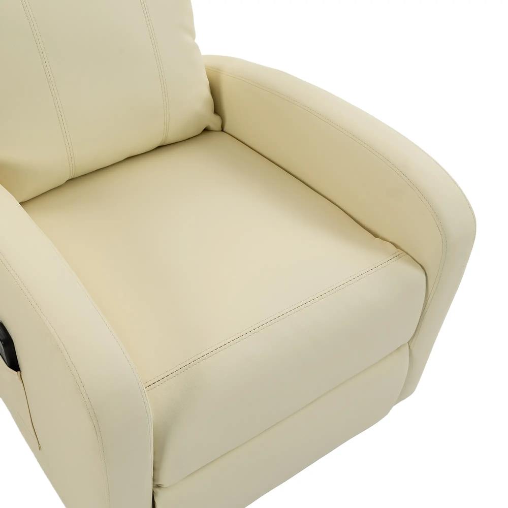 HOMCOM Recliner Armchair, Massage Faux Leather Push Back Reclining Chair with Adjustable Leg Rest, Side Pocket Additional View 11